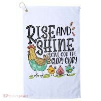 Rise And Shine Give God The Glory Funny Chicken Christian Golf Towel thumb 0