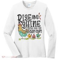 Rise And Shine Give God The Glory Funny Chicken Christian Women's Long Sleeve Shirt thumb 0