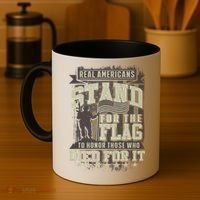 Real Americans Stand For The Flag To Honor The Fallen Gift Coffee Mug thumb 4