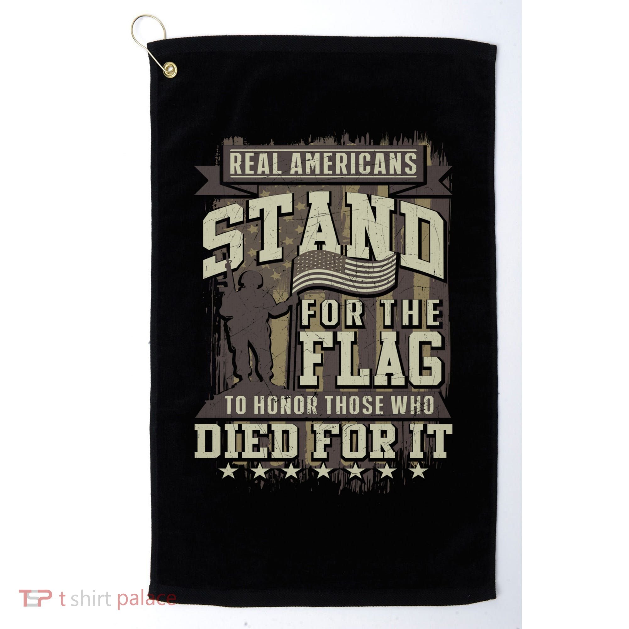 Real Americans Stand For The Flag To Honor The Fallen Gift Golf Towel
