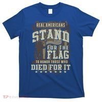 Real Americans Stand For The Flag To Honor The Fallen Gift T-Shirt thumb 0