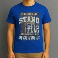 Real Americans Stand For The Flag To Honor The Fallen Gift T-Shirt thumb 3