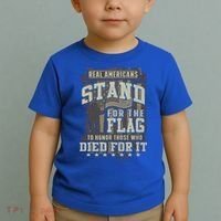 Real Americans Stand For The Flag To Honor The Fallen Gift Toddler T-Shirt thumb 2