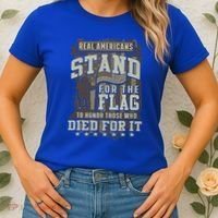 Real Americans Stand For The Flag To Honor The Fallen Gift Women's T-Shirt thumb 2