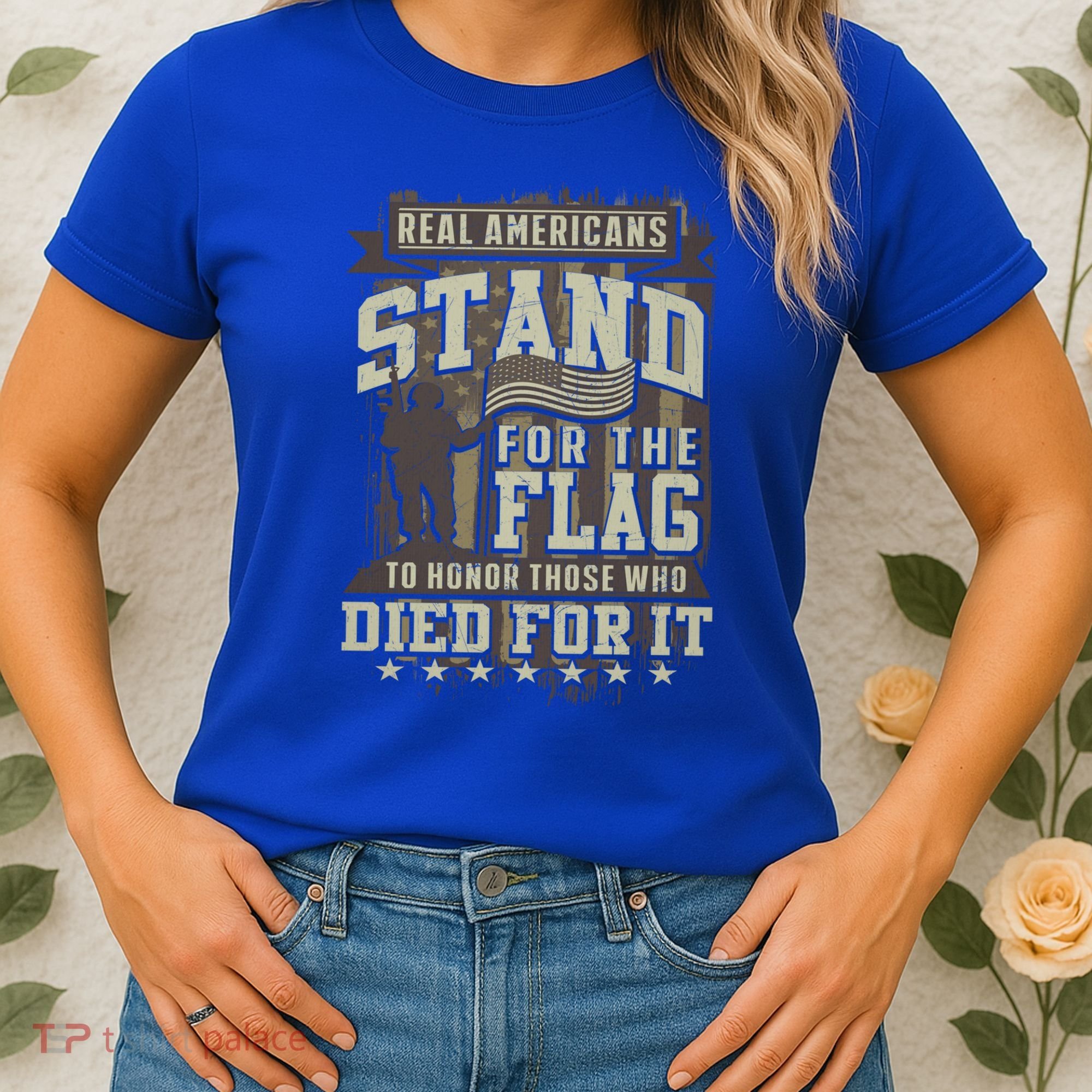Real Americans Stand For The Flag To Honor The Fallen Gift Women's T-Shirt