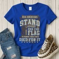 Real Americans Stand For The Flag To Honor The Fallen Gift Women's T-Shirt thumb 3
