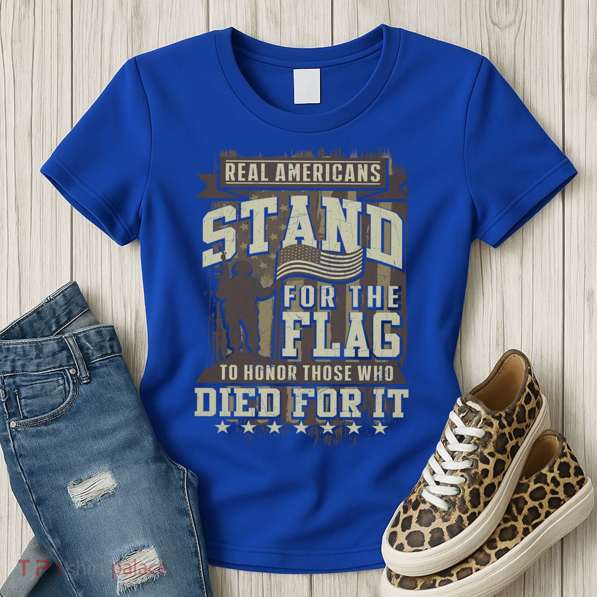 Real Americans Stand For The Flag To Honor The Fallen Gift Women's T-Shirt