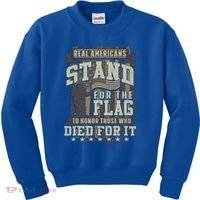 Real Americans Stand For The Flag To Honor The Fallen Gift Kids Sweatshirt thumb 0