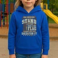 Real Americans Stand For The Flag To Honor The Fallen Gift Kids Hoodie thumb 3