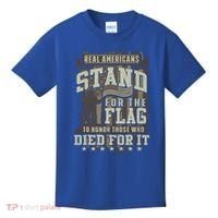 Real Americans Stand For The Flag To Honor The Fallen Gift Kids T-Shirt thumb 0