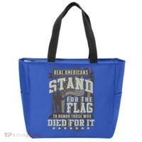 Real Americans Stand For The Flag To Honor The Fallen Gift Tote Bag thumb 0