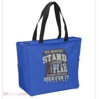 Real Americans Stand For The Flag To Honor The Fallen Gift Tote Bag thumb 2