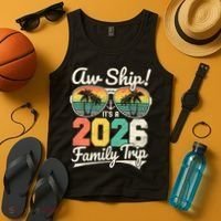 Retro Aw Ship It's A 2026 Family Trip Vacation Tank Top thumb 4