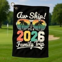 Retro Aw Ship It's A 2026 Family Trip Vacation Golf Towel thumb 1