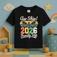Retro Aw Ship It's A 2026 Family Trip Vacation Toddler T-Shirt thumb 3