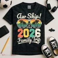 Retro Aw Ship It's A 2026 Family Trip Vacation Kids Tie-Dye T-Shirt thumb 2