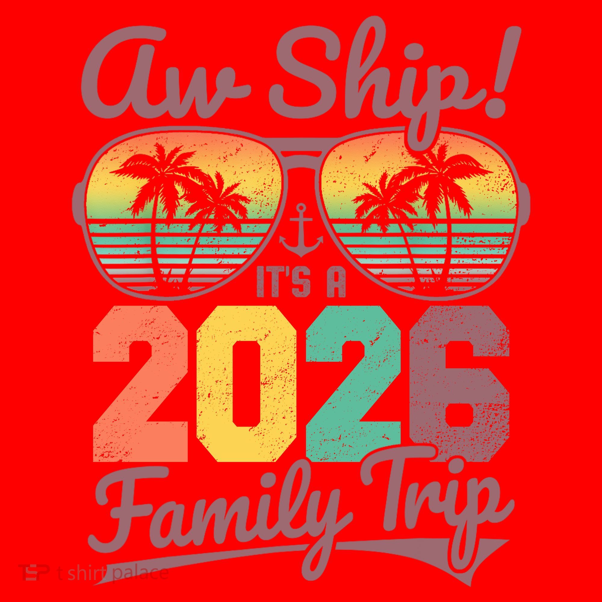 Retro Aw Ship It's A 2026 Family Trip Vacation Santa Hat
