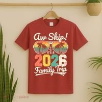 Retro Aw Ship It's A 2026 Family Trip Vacation T-Shirt thumb 2