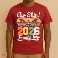 Retro Aw Ship It's A 2026 Family Trip Vacation T-Shirt thumb 3