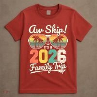 Retro Aw Ship It's A 2026 Family Trip Vacation T-Shirt thumb 4