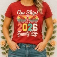 Retro Aw Ship It's A 2026 Family Trip Vacation Women's T-Shirt thumb 2