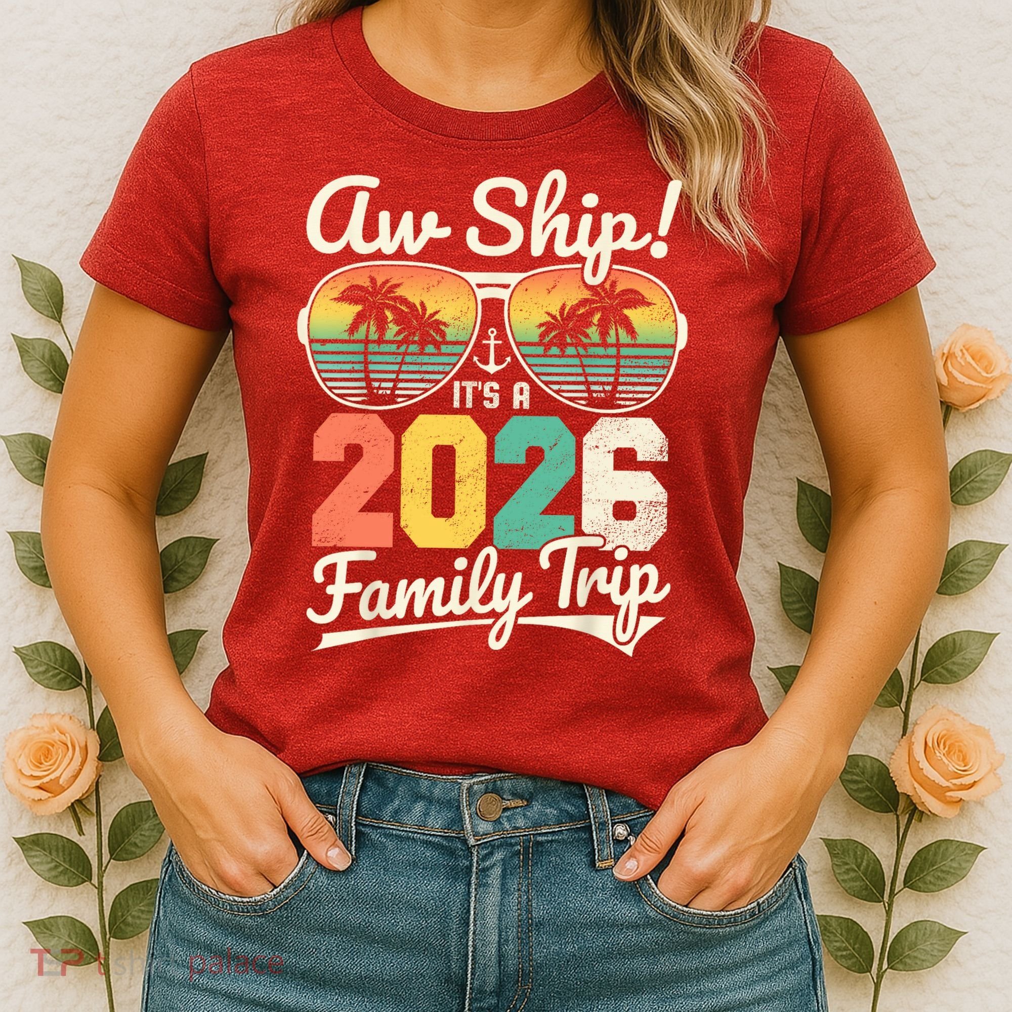 Retro Aw Ship It's A 2026 Family Trip Vacation Women's T-Shirt