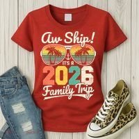 Retro Aw Ship It's A 2026 Family Trip Vacation Women's T-Shirt thumb 3