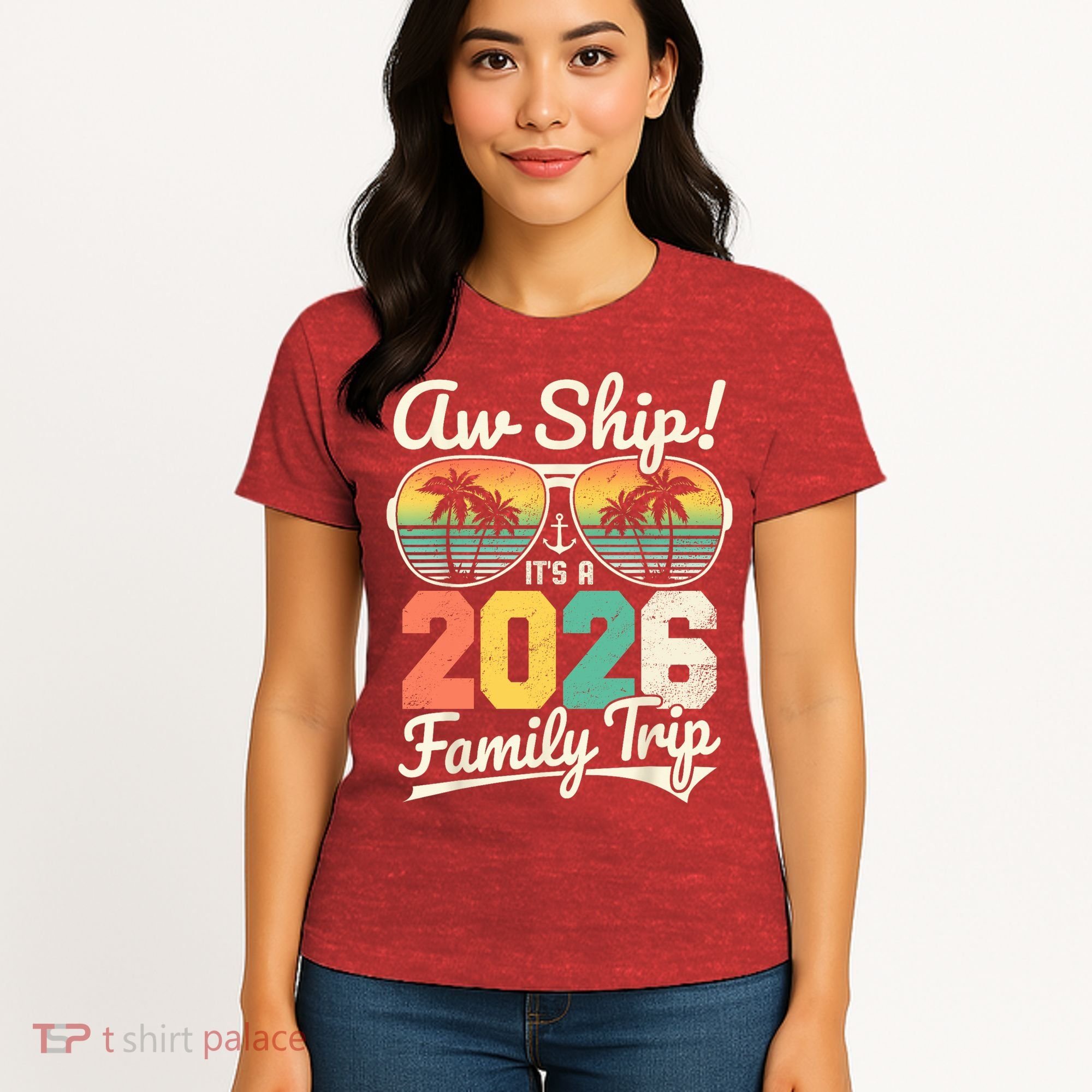 Retro Aw Ship It's A 2026 Family Trip Vacation Women's T-Shirt