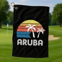 Retro Aruba Souvenir Cool Gift Ruba Vacationers Gift Golf Towel thumb 1