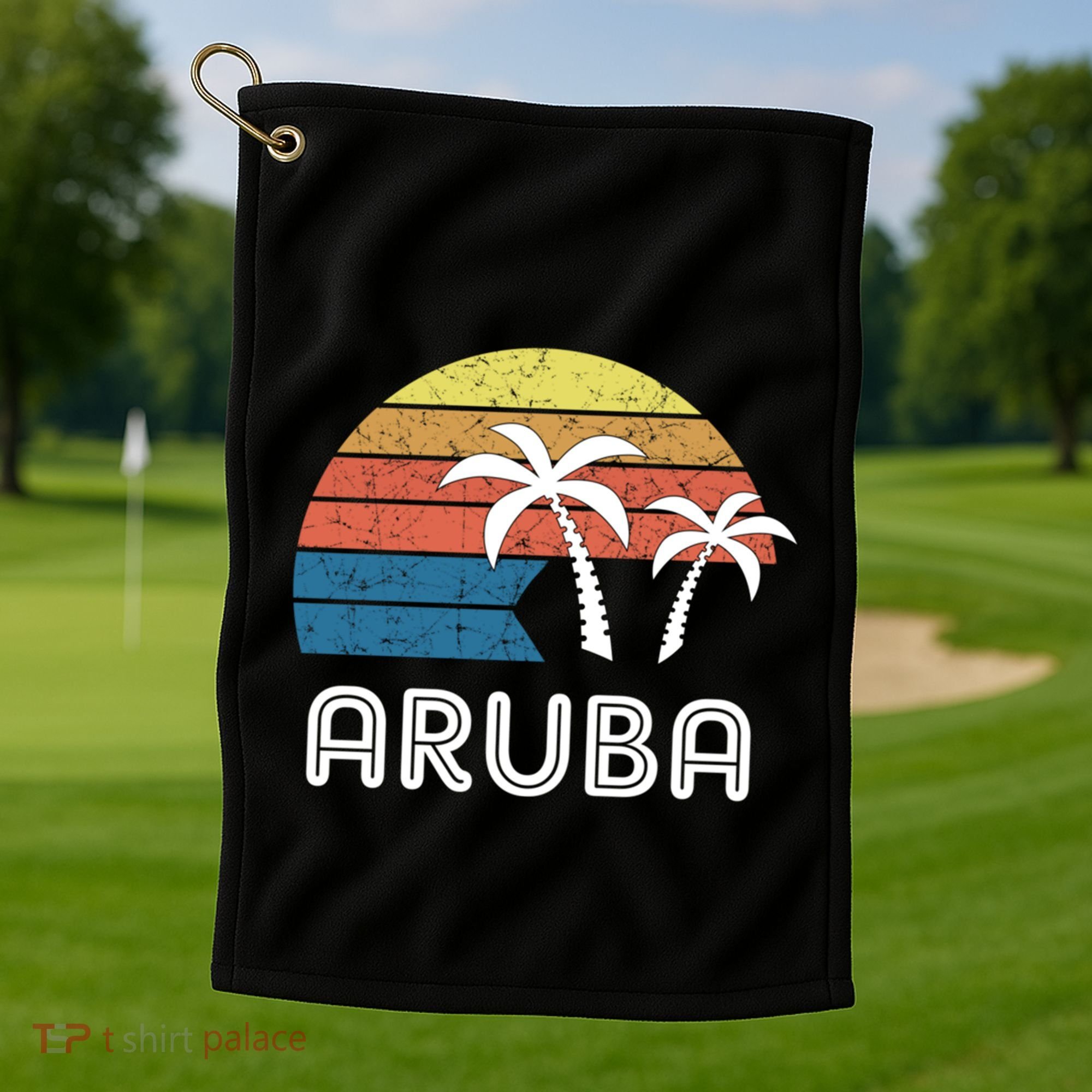Retro Aruba Souvenir Cool Gift Ruba Vacationers Gift Golf Towel