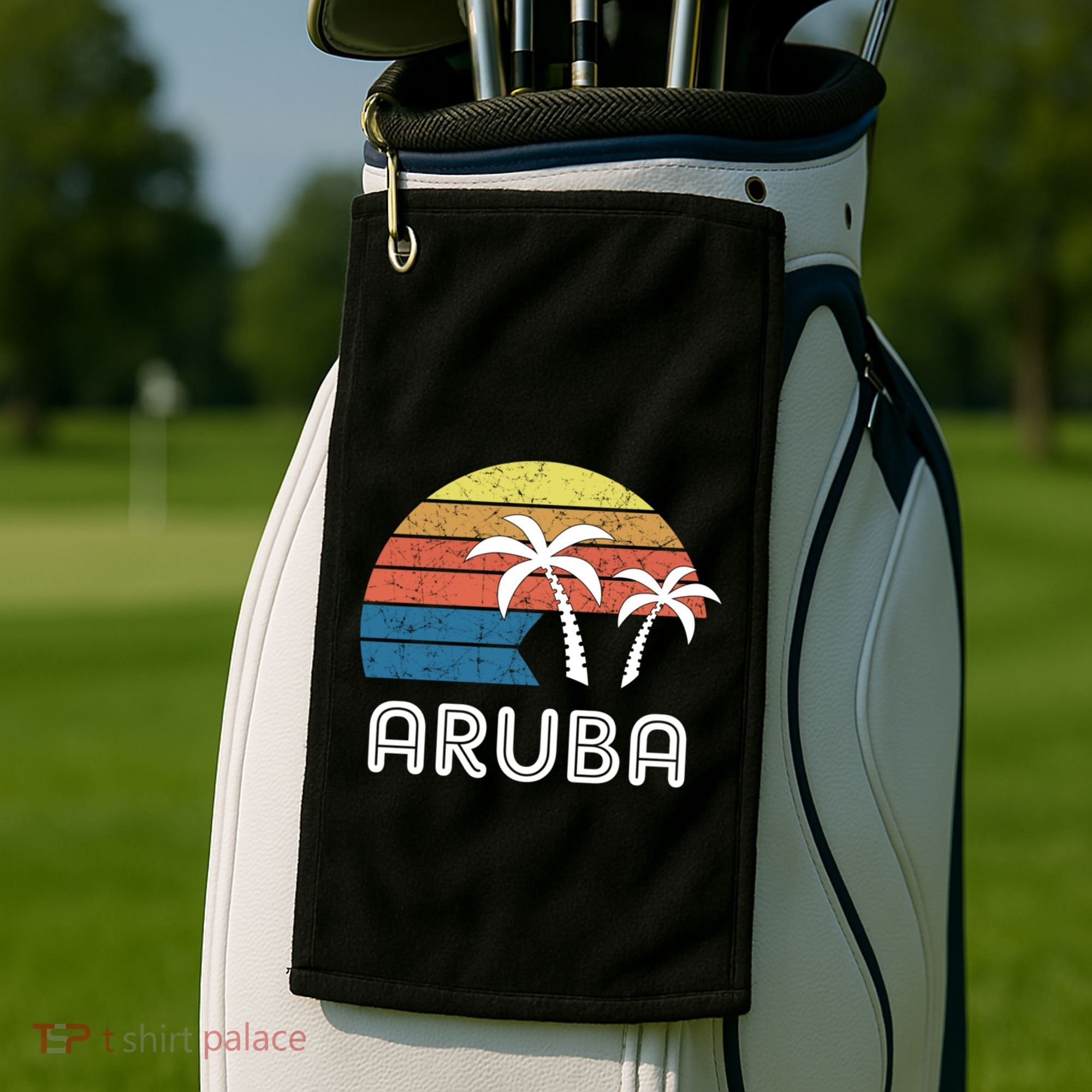 Retro Aruba Souvenir Cool Gift Ruba Vacationers Gift Golf Towel