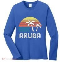 Retro Aruba Souvenir Cool Gift Ruba Vacationers Gift Women's Long Sleeve Shirt thumb 0