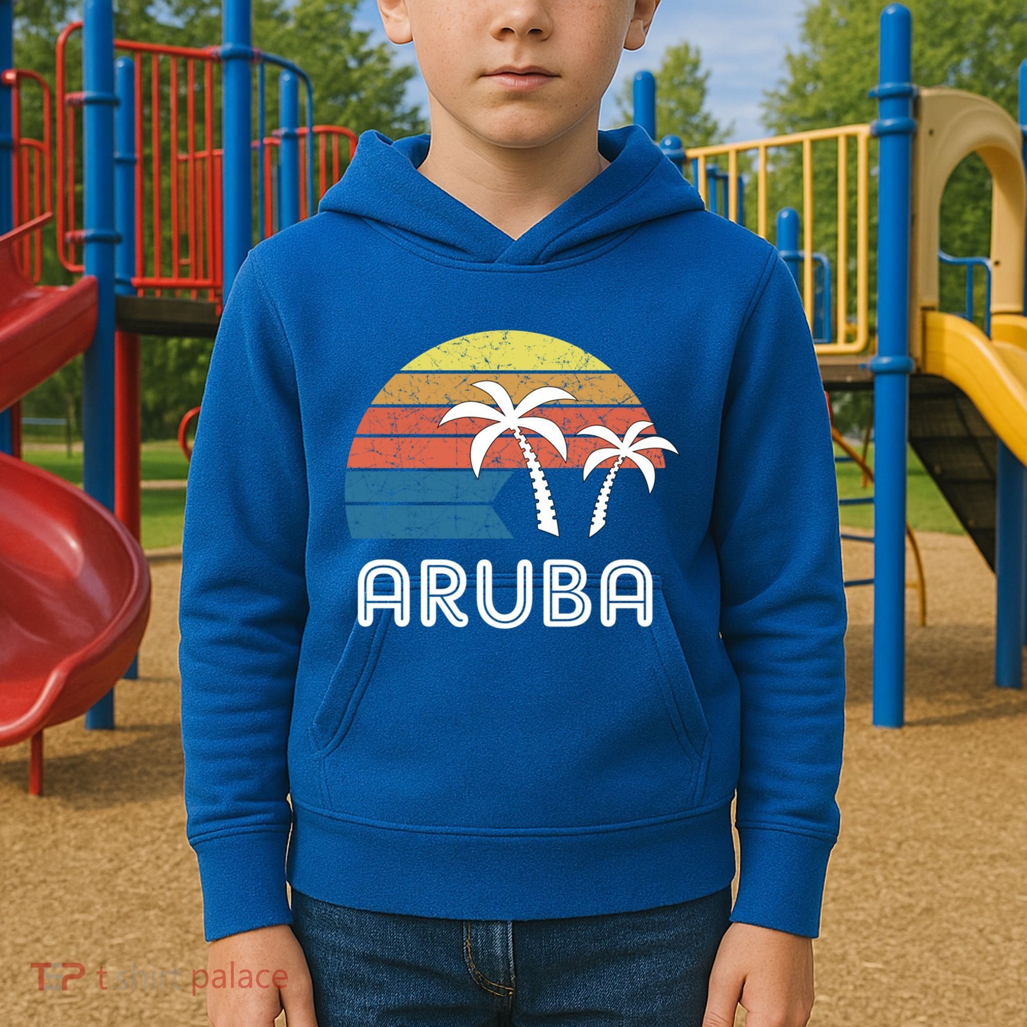 Retro Aruba Souvenir Cool Gift Ruba Vacationers Gift Kids Hoodie