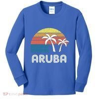 Retro Aruba Souvenir Cool Gift Ruba Vacationers Gift Kids Long Sleeve Shirt thumb 0