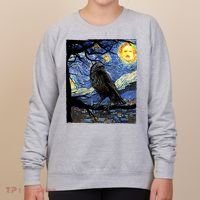 Raven Art Starry Night Edgar Allan Poe Raven Poe Women's Sweatshirt thumb 0