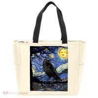 Raven Art Starry Night Edgar Allan Poe Raven Poe Tote Bag thumb 0