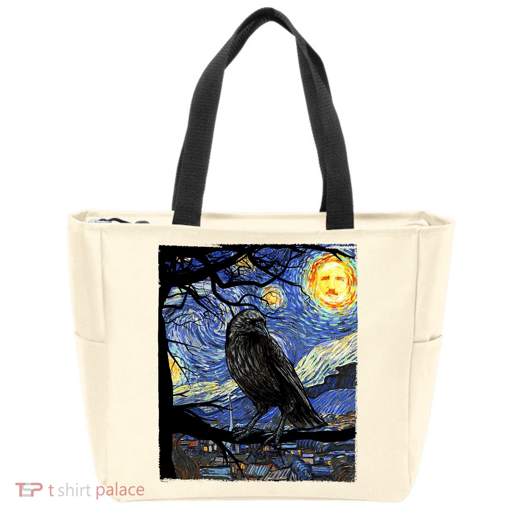 Raven Art Starry Night Edgar Allan Poe Raven Poe Tote Bag