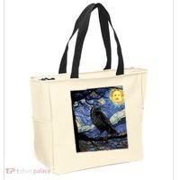 Raven Art Starry Night Edgar Allan Poe Raven Poe Tote Bag thumb 2