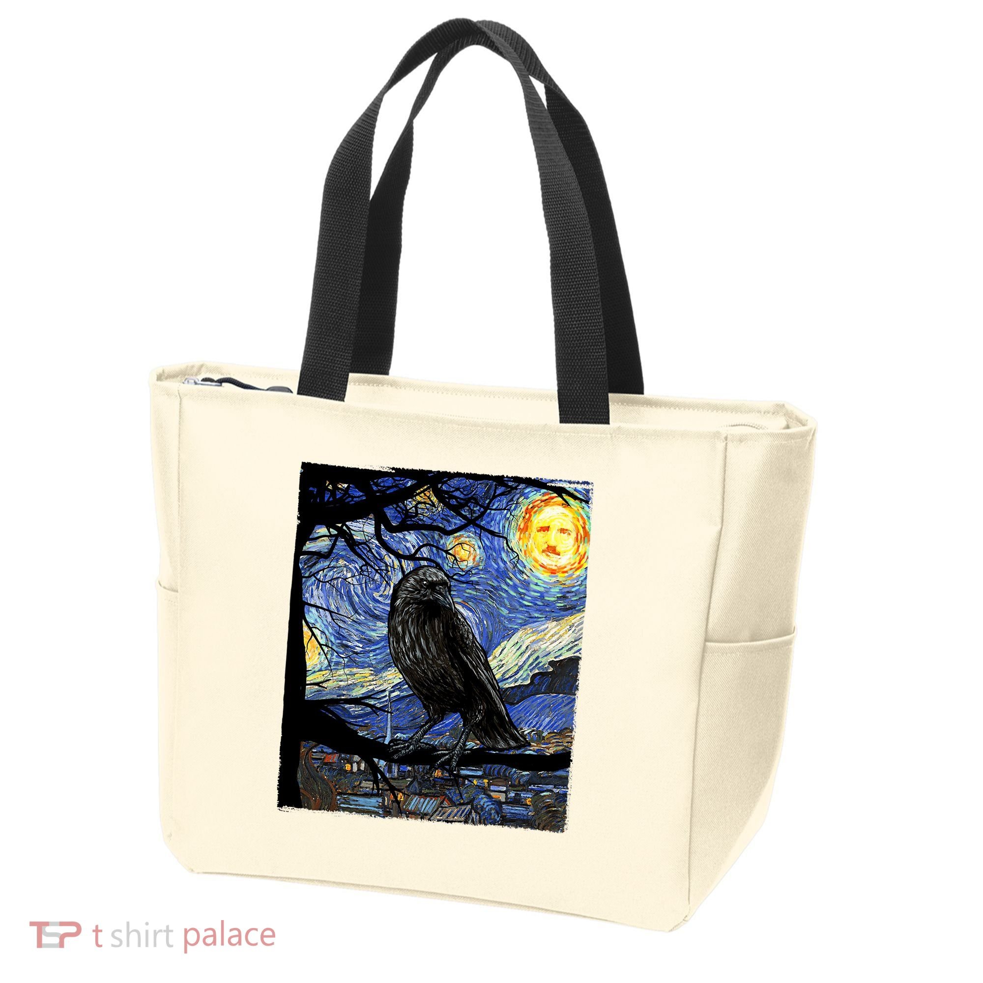 Raven Art Starry Night Edgar Allan Poe Raven Poe Tote Bag