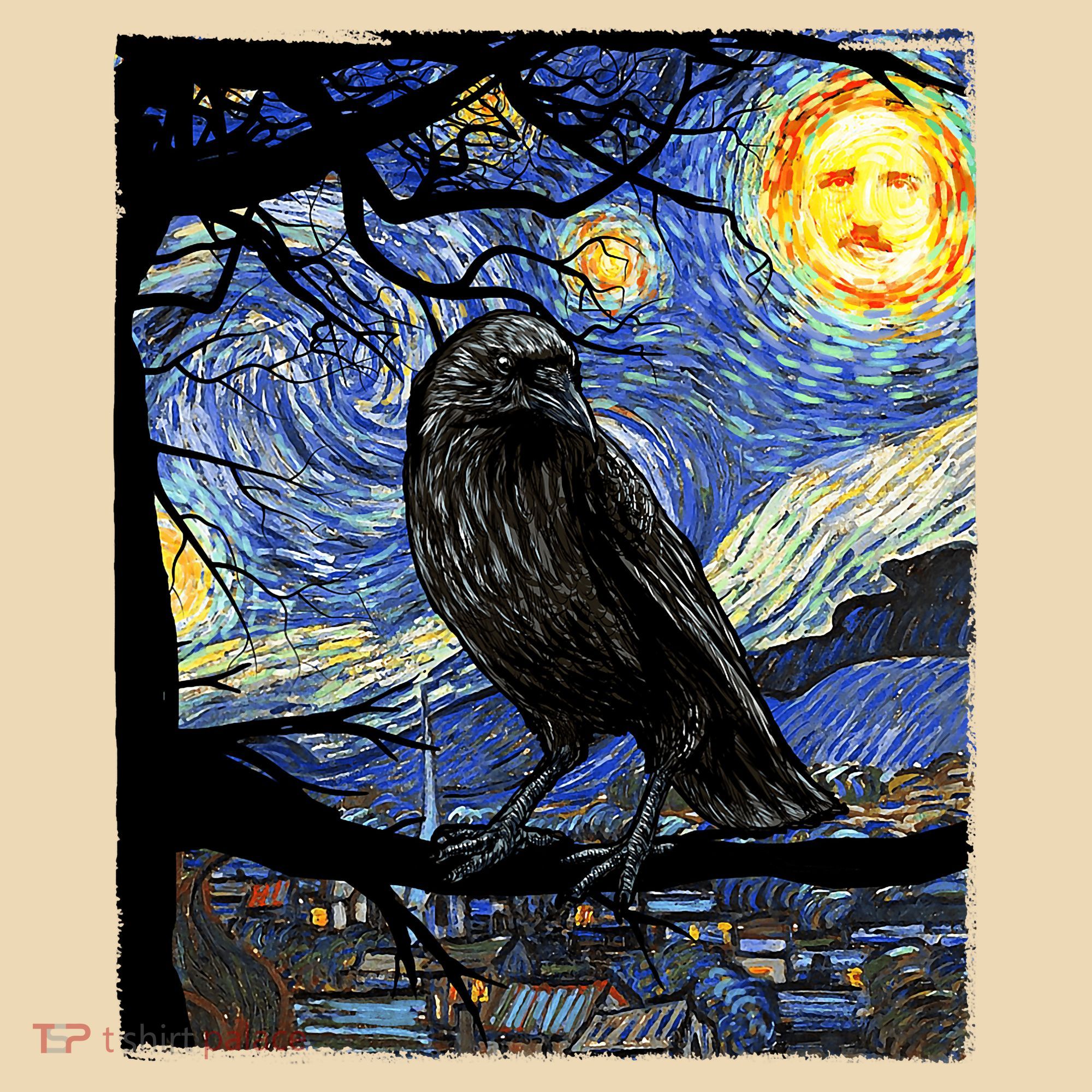 Raven Art Starry Night Edgar Allan Poe Raven Poe Tote Bag