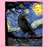 Raven Art Starry Night Edgar Allan Poe Raven Poe Coaster thumb 2