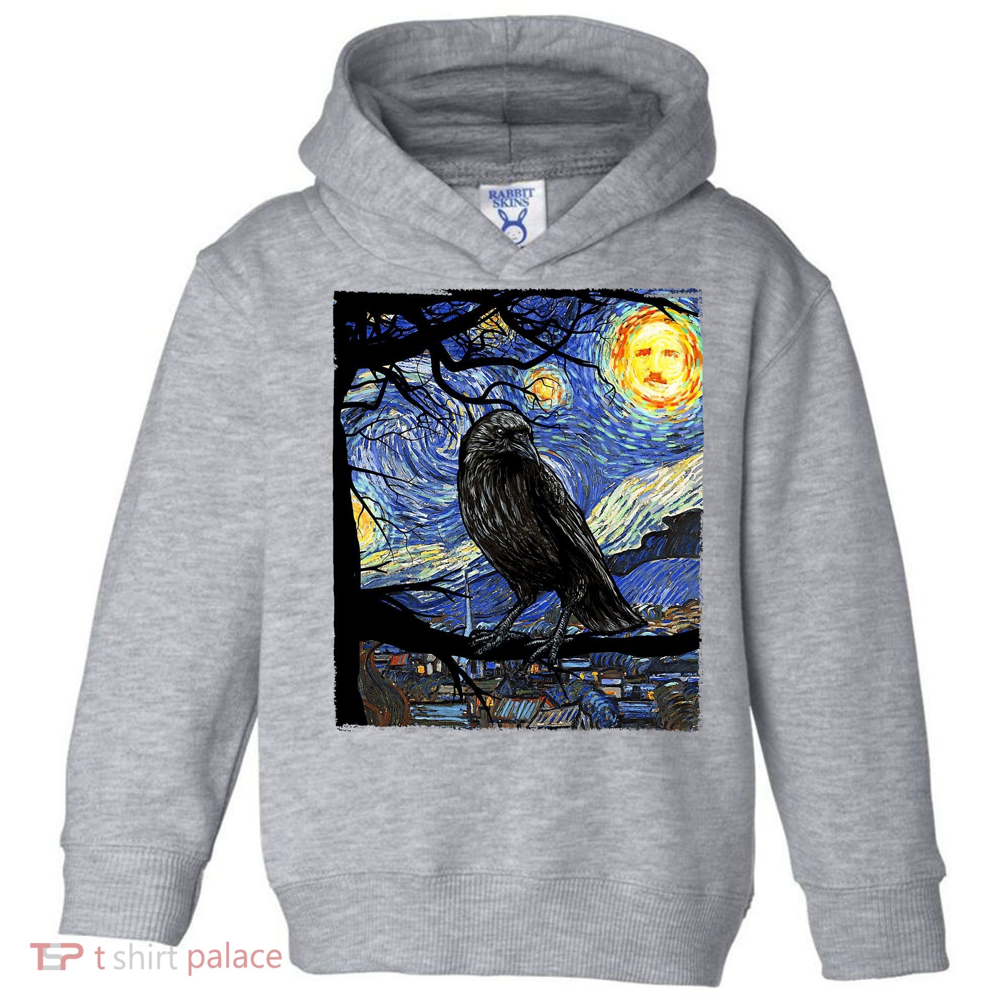 Raven Art Starry Night Edgar Allan Poe Raven Poe Toddler Hoodie