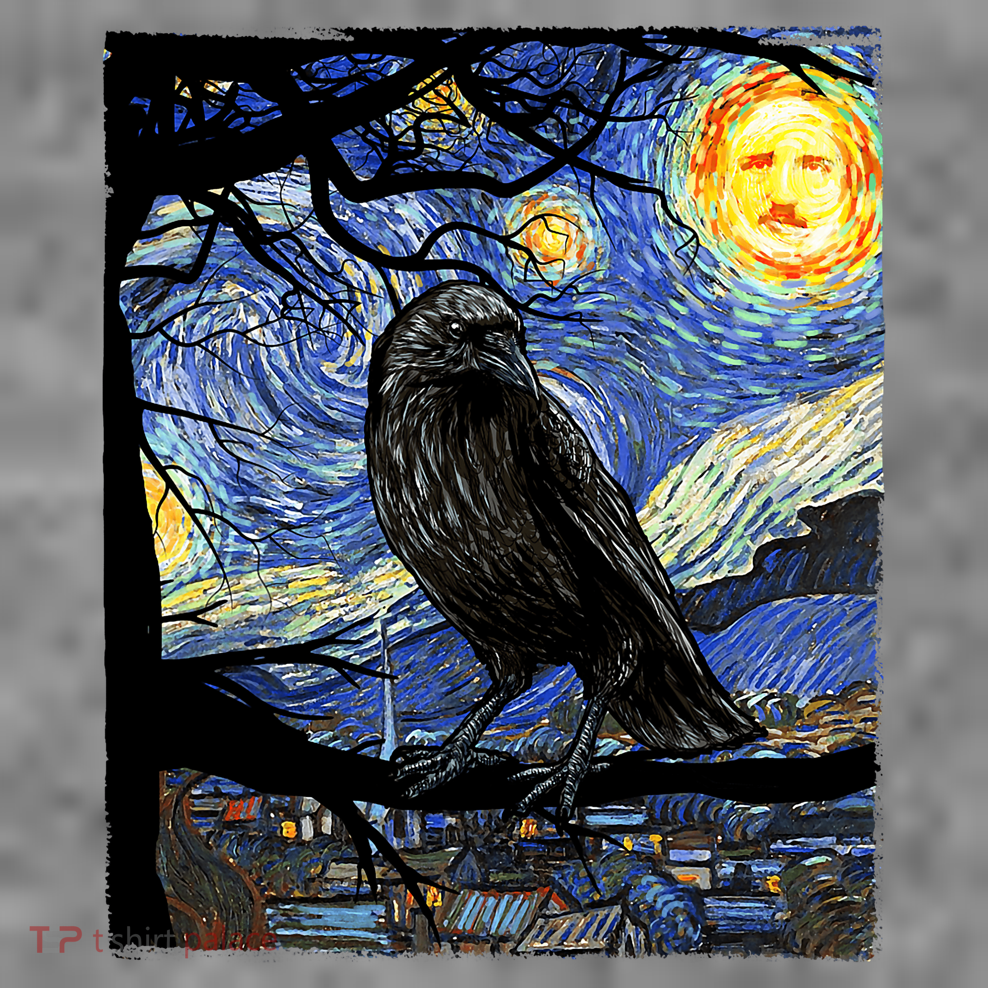Raven Art Starry Night Edgar Allan Poe Raven Poe Toddler Hoodie