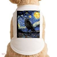 Raven Art Starry Night Edgar Allan Poe Raven Poe Doggie Tank thumb 0