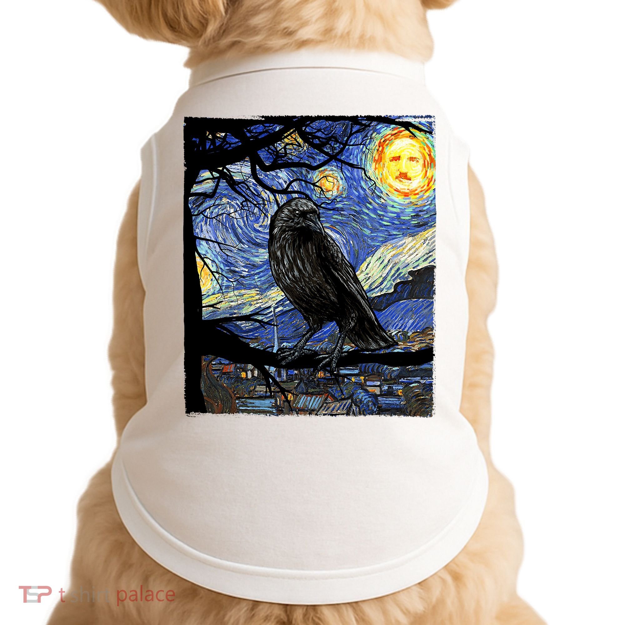 Raven Art Starry Night Edgar Allan Poe Raven Poe Doggie Tank
