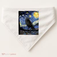 Raven Art Starry Night Edgar Allan Poe Raven Poe USA-Made Doggie Bandana thumb 0