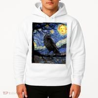 Raven Art Starry Night Edgar Allan Poe Raven Poe Hoodie thumb 2