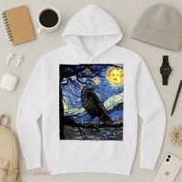 Raven Art Starry Night Edgar Allan Poe Raven Poe Hoodie thumb 3