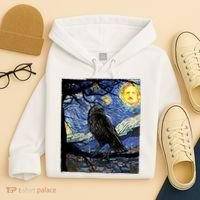 Raven Art Starry Night Edgar Allan Poe Raven Poe Hoodie thumb 4