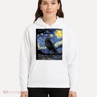 Raven Art Starry Night Edgar Allan Poe Raven Poe Hoodie thumb 5